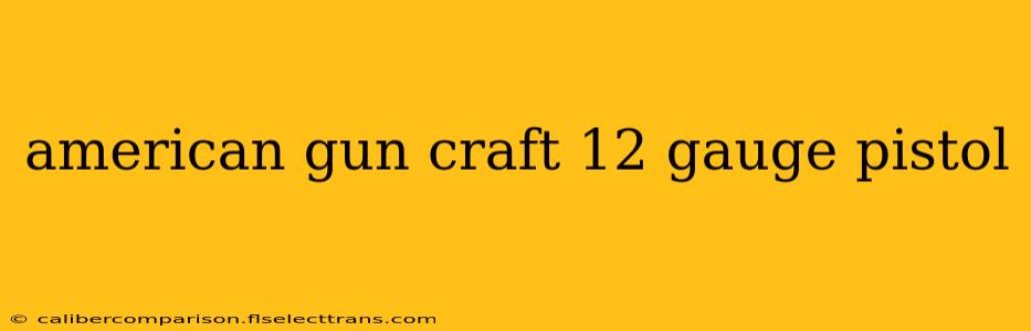 american gun craft 12 gauge pistol