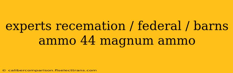 experts recemation / federal / barns ammo 44 magnum ammo