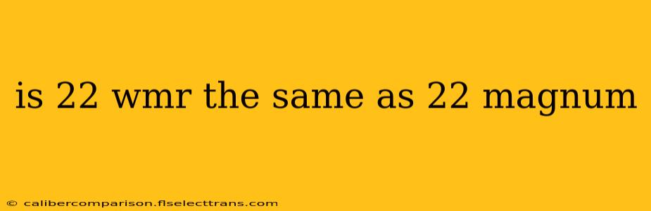 is 22 wmr the same as 22 magnum