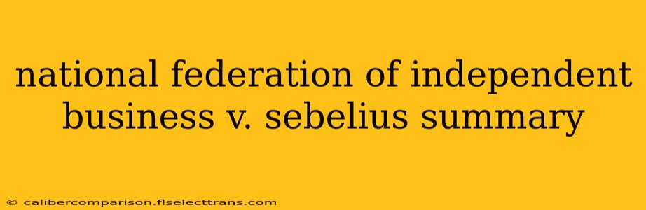 national federation of independent business v. sebelius summary