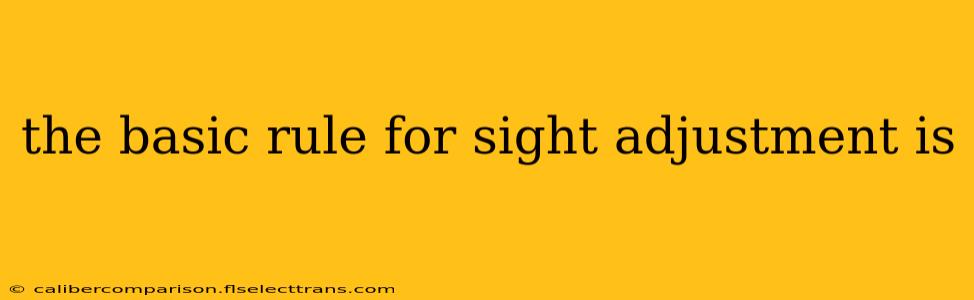 the basic rule for sight adjustment is